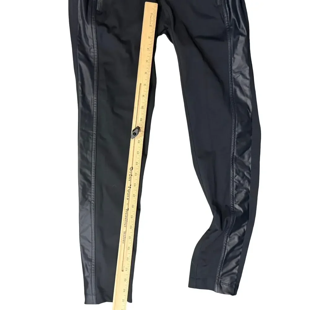 Lululemon Here To There Pant Black Vegan Leather Side Panels Slim size 4 NEW Tag